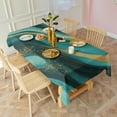 thumbnail image 3 of Teal and Gold Marble Golden Splashes Pattern Rectangle Tablecloth 60"x120",Waterproof Polyester Rectangle Table Cloth, Wipeable Spillproof Polyester Tablecloth for Dining, Camping, Indoor and Outdoor, 3 of 6