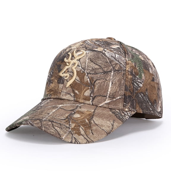 Camouflage Baseball Cap for Men, Outdoor Fishing Hat with Embroidery,adjustable,khaki deer head logo