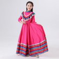 thumbnail image 4 of Falda exclusiva para niñas, falda grande, estilo étnico, vestido de baile, disfraz rosa rojo, 4 of 4