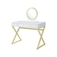 thumbnail image 4 of Coleen Vanity Desk with Jewelry Tray in White & Gold Finish, 4 of 7
