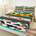thumbnail image 3 of Manfei Retro Rustic Aztec Full Size Sheets,Farm Cattle Hide Bed Sheets,Rustic Flower Floral Sheet Sets For Boys Kids,Breathable Home Decor,4-Piece, 3 of 7