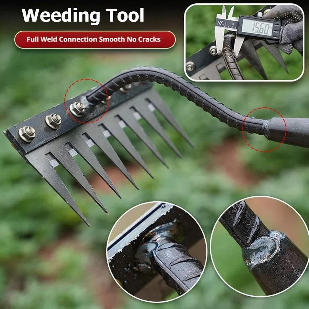 Carbon Steel Garden Hand Rake, 2026 New Garden Hand Rake Tool Carbon Steel 5/6/7/8 Teeth, Heavy Duty Weed Remover Tool for Yard, Farm, Soil & Lawn Care