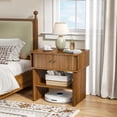 thumbnail image 6 of Gineuiia Fluted Nightstands Set of 2 Modern Bedside Table with Storage Shelf Wood End Table for Bedroom Mid Century Side Tables Living Room Walnut, 6 of 9