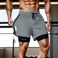 thumbnail image 4 of Men's 2 in 1 Gym Workout Shorts, Quick Dry Athletic Outdoor Shorts with Liner, Breathable Performance Running Shorts, Elastic Waistband Compression Training Trunks Activewear Bottoms, 4 of 7