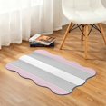 thumbnail image 2 of Scalloped Door Mat 24"x36", Pink Striped Large Absorbent Non Slip Front Entrance Rug, Multicolor Grey White Horizontal Stripes Diatomaceous Welcome Mat for Indoor Double Door Garage Entryway Porch, 2 of 9