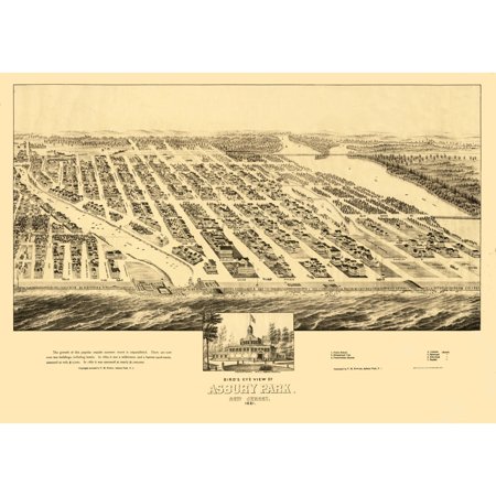Historic Panoramic View - Asbury Park New Jersey - Fowler 1881 - Vintage Wall Art