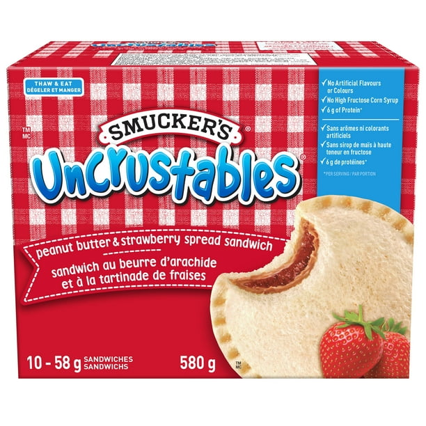 Smucker's Uncrustables Peanut Butter And Strawberry Spread Sandwich, Frozen, Pack of 10, SM 58G