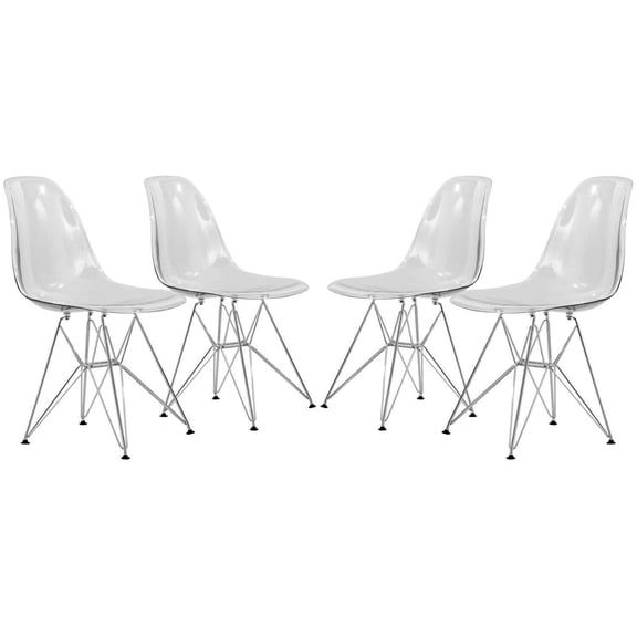 Eiffel Side Chairs - Set of 4 - Modern Plastic Dining Chairs - Ergonomic Indoor/Outdoor Seating