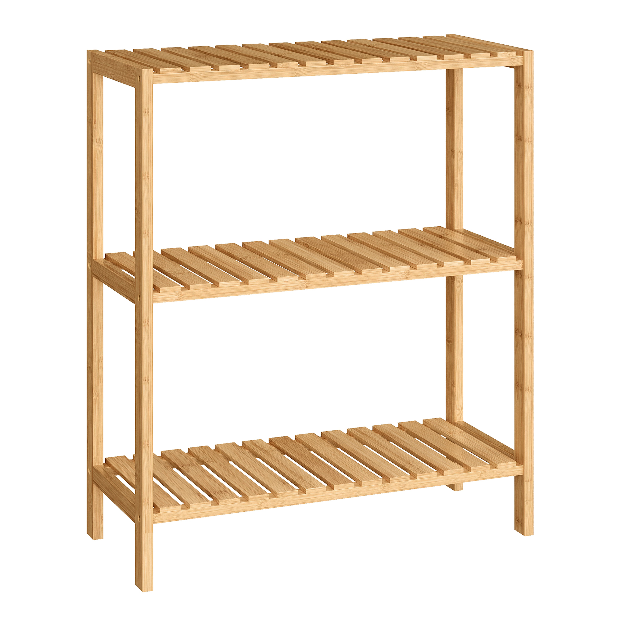 Armoire à Chaussures Bambou 10 Paires - Meuble Entrée Avec 5 Étagères Et 2 Portes - Naturel 88x66x33cm