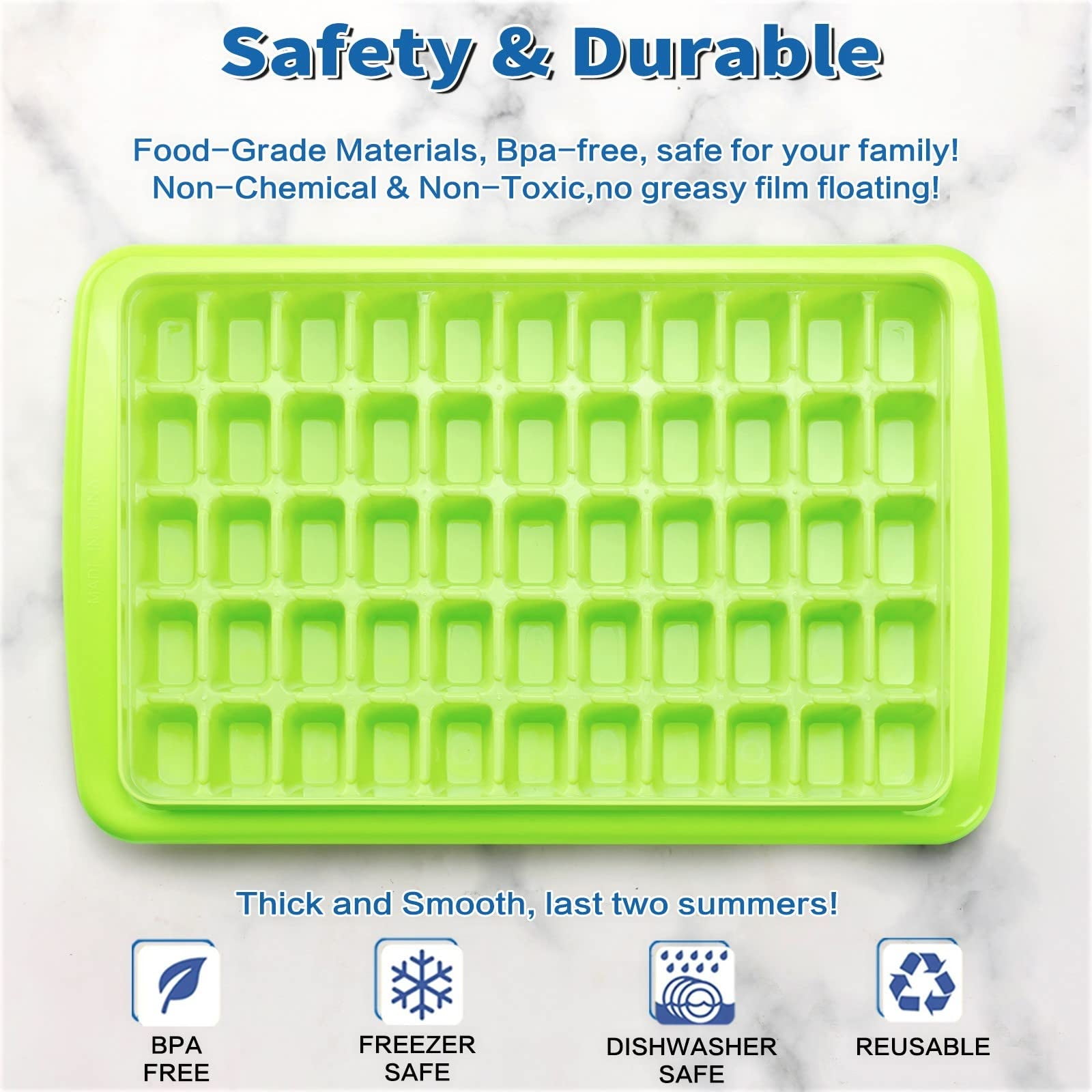 15-￼Grid 1 Square Cubes Lime Green Silicone Ice Cube Tray