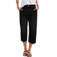 thumbnail image 6 of Womens Denim Jeans High Waisted Capri Pants Loose Fit Wide Leg Distressed Frayed Hem Cropped Pants with 5 Pockets for Summer Casual,Black,L, 6 of 8