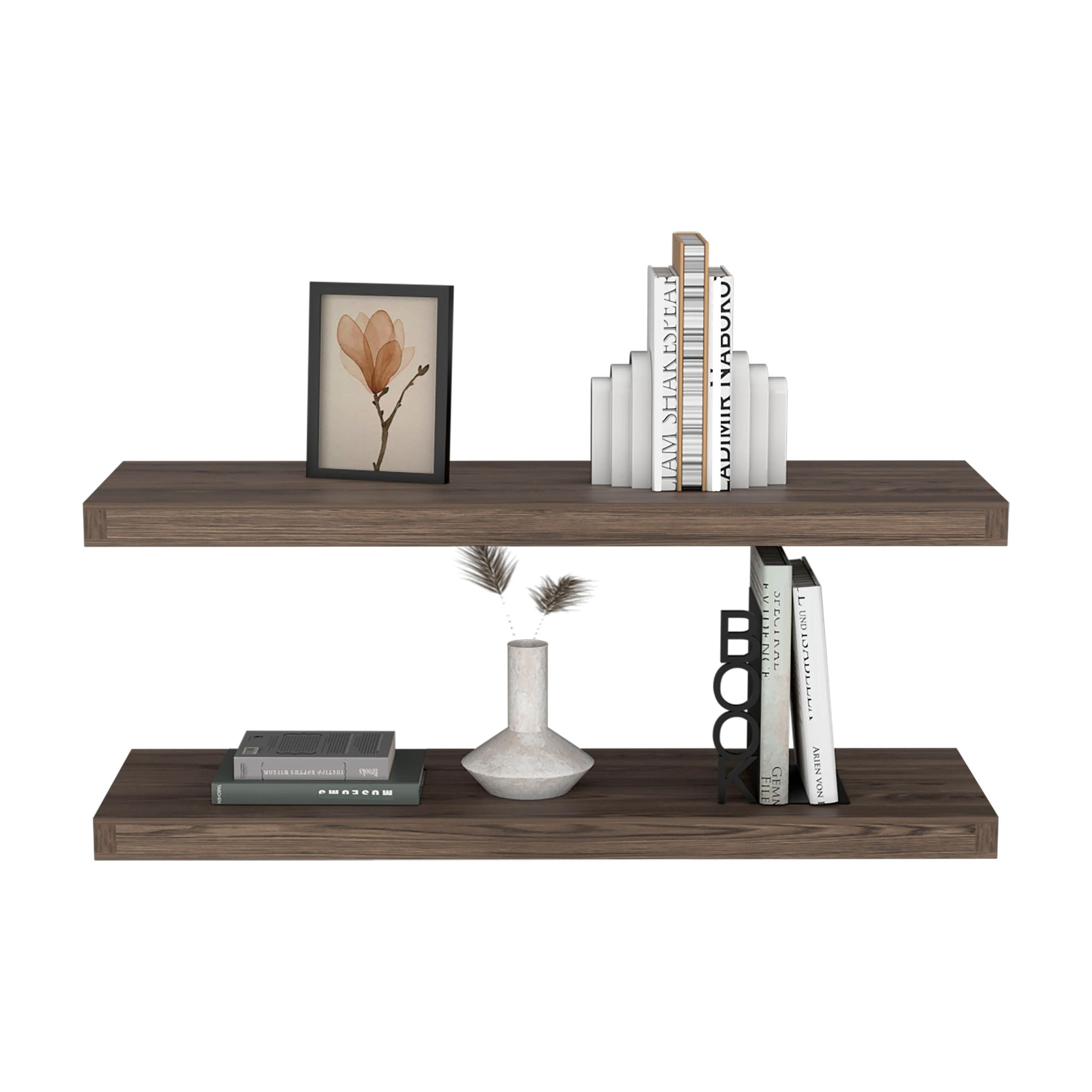Ecco 31.5" Wide Floating Shelves  Set of 2 Engineered Wood Black