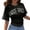 Black, variant on Going Out Tops for Women Casual Half Sleeve Cinched Waist Y2K Crewneck T Shirt Blouses,White,M