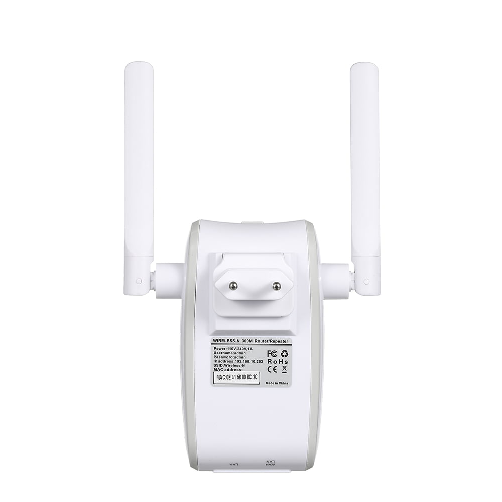 WiFi Range Extender Access Point/Repeater/Router Mode 300Mpbs WiFi Repeater with WPS-2.4GHz Wireless Internet Signal Booster with High Gain Dual Antennas 2 Ethernet Ports for Covering Smart Home 
