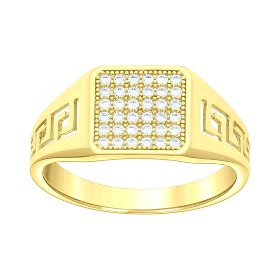 14k 14kt Yellow Gold Mens Cubic-Zirconia Square Head Fashion Ring