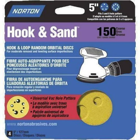 

1 PC-Norton 02003 Hook and Loop Sanding Discs 5 Dia. Grit 150