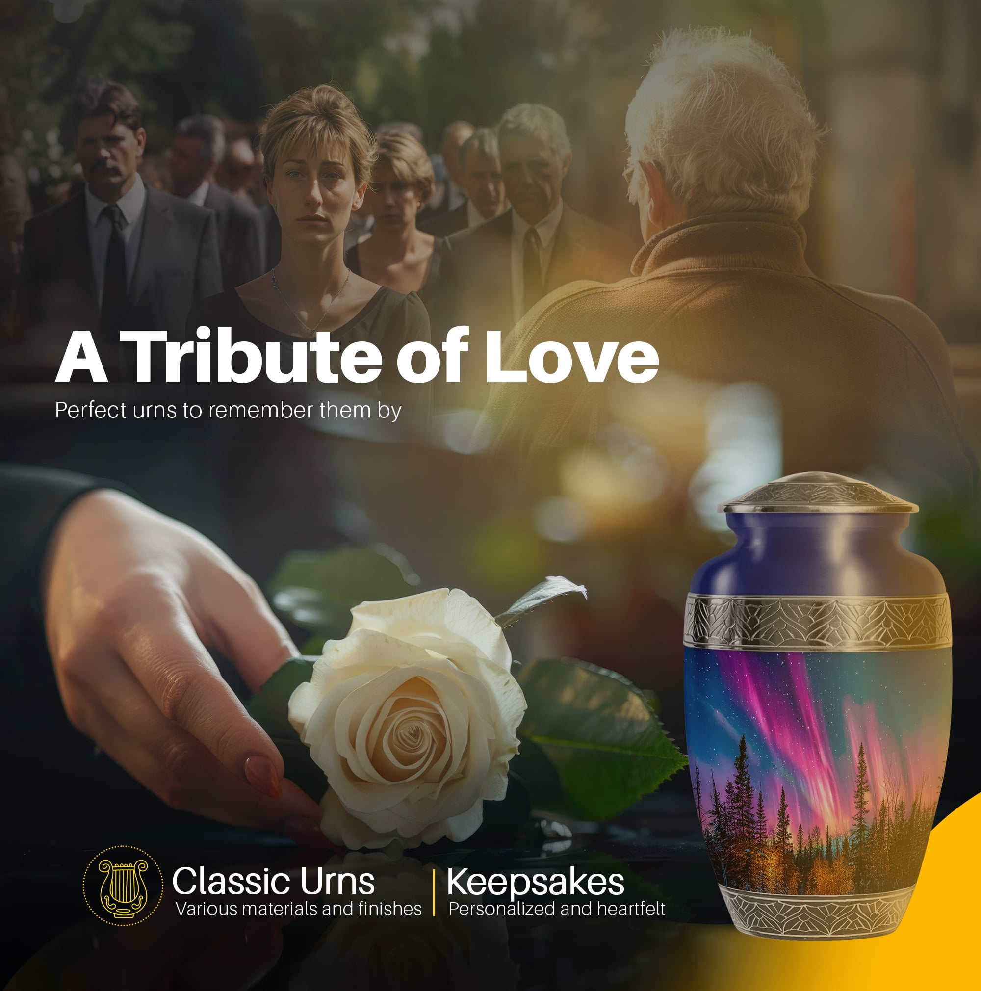 YATSKIA Northern Lights Decorative Large Memorial Urn for Adult Ashes Mom and Dad, Burial Urns for Human Ashes Adult Male, (200 Cubic, Large 10 Inch)