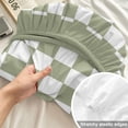 thumbnail image 4 of Full Size Fitted Sheet Set - Sage Green Plaid 3 Piece Bedding Sets 16" Deep Pocket Fitted Sheet with 2 Pillowcases Farmhouse Green White Checkered Lace Brushed Microfiber Hotel Luxury Bed Sheets, 4 of 9