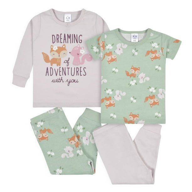 Gerber set pijamas verdeo rosa bebe algodón seguro conjunto dormir 1 a 5 años