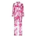 thumbnail image 1 of Gibobby Conjunto de sudadera informal para mujer 2023 nueva camisa de satén informal con estampado de bolsillo delantero y cuello levantado, pantalones inform(Rosa,G), 1 of 5