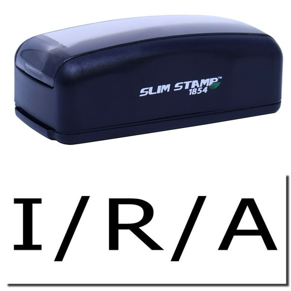 Large Pre-Inked Ira Stamp, Slim 1854, Ultra Slim Design, Impression Size 1-13/16" by 2-1/2", Up to 25,000 Impressions - Black Ink