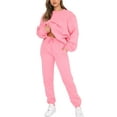 thumbnail image 3 of Innerwin Two Piece Outfit Drawstring Women Jogger Set Sports Long Sleeve Beam Foot Sweatsuits Pink L, 3 of 6