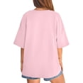 thumbnail image 4 of Womens Short Sleeve T Shirts Summer Trendy Tops Casual Solid Crew Neck Loose Fit Basic Tees Light pink XL, 4 of 5