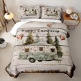 thumbnail image 2 of Castle Fairy Vintage Camper Twin Quilt Set,Happy Camping Twin Coverlet Set for Bedroom,Mint Brown, 2 of 7