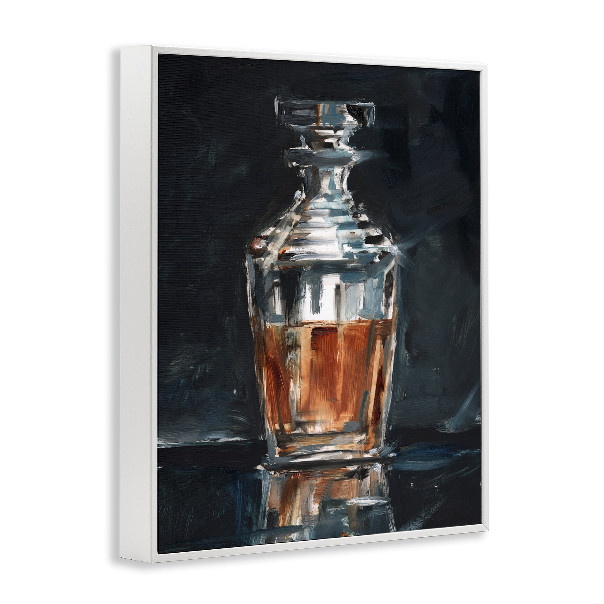 Stupell Industries Whiskey Decanter Still Life Food & Beverage Painting White Framed Art Print Wall Art, 24 x 30