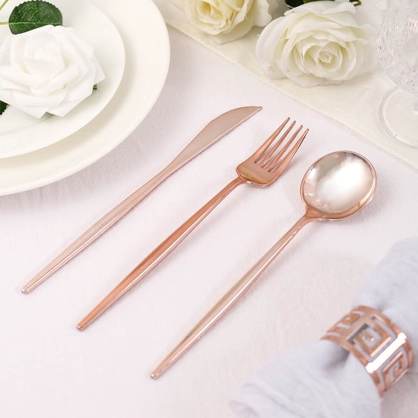 Efavormart 24 Pack | Rose Gold/Blush Sleek Modern Flatware Set, Premium ...