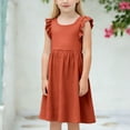 thumbnail image 5 of Bovxnpu Summer Girls Dresses, Toddler Girls Spaghetti Strap Ruffle Sleeve Cotton Linen Summer Princess Dress Girls Midi Dress Sundress, 5 of 7