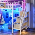 thumbnail image 5 of Bellemave Full Size Loft Bed with Desk, Stairs,5 Storage Drawers,Wardrobe and Bookcase, Metal Gaming Loft Beds Frame with LED Lights and Power Outlet,Space Saving for Kids Teens Adults - White, 5 of 9