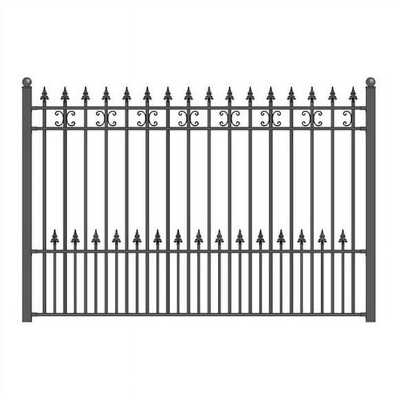 ALEKO Outdoor Yard Garden Steel Fence 8' x 5' Venice Style Black