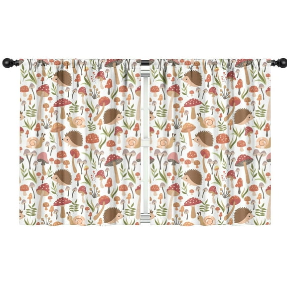Blackout Kids Curtains,Hedgehogs and Red Mushrooms Snails Pattern Childrens Insulated Curtains Set Of 2,Bedroom Essentials,Toddler Room Decor 42"x54"(106x137cm)