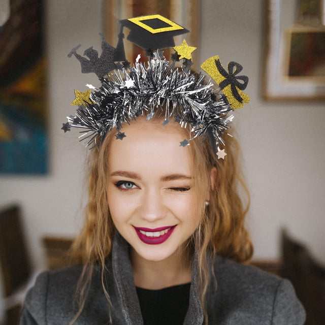 DEEPCRAFF Graduation Cap Companion Headband Negro Con A Moda Ideal Para Accesorios De Fiesta Y Graduación