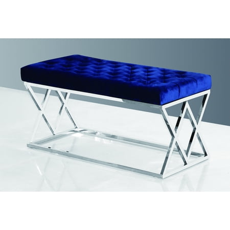 Best Master Furniture Emilio Navy Blue Tufted Velvet Bench ...