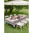thumbnail image 4 of Outdoor Tablecloth with Umbrella Hole for Patio/Picnic/Party/Camping, 4th of July Floral Waterproof Table Cloth Rectangle Table Cover Washable, Vintage Roses Blue Plaid Patriotic (60"x 102"), 4 of 8