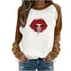 thumbnail image 2 of Puntoco Ladies Fashion Casual Raglan Pullover Casual Lip Print Fleece Sudadera Manga larga Ladies top Puntoco Puntoco-5556, 2 of 6