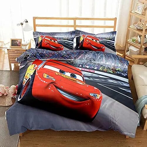 Juego de ropa de cama de dibujos animados para niños, figuras de Anime Mcqueen de Disney, funda nórdica doble, juegos de edredón, Sábana, colchas para bebés y niñas