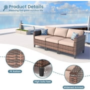 ELPOSUN 7-Piece Rattan Outdoor Patio Furniture Set with Swivel Chairs and Storage Table, Beige