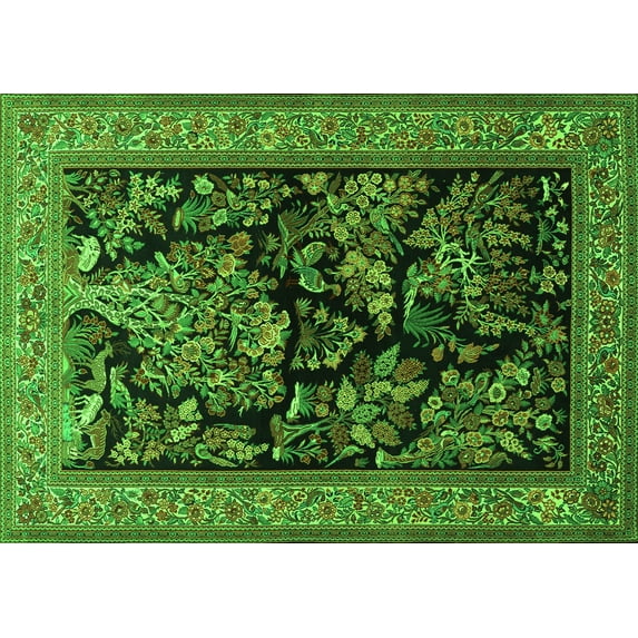 Ahgly Company Indoor Rectangle Persian Green Traditional Area Rugs, 7' x 10'