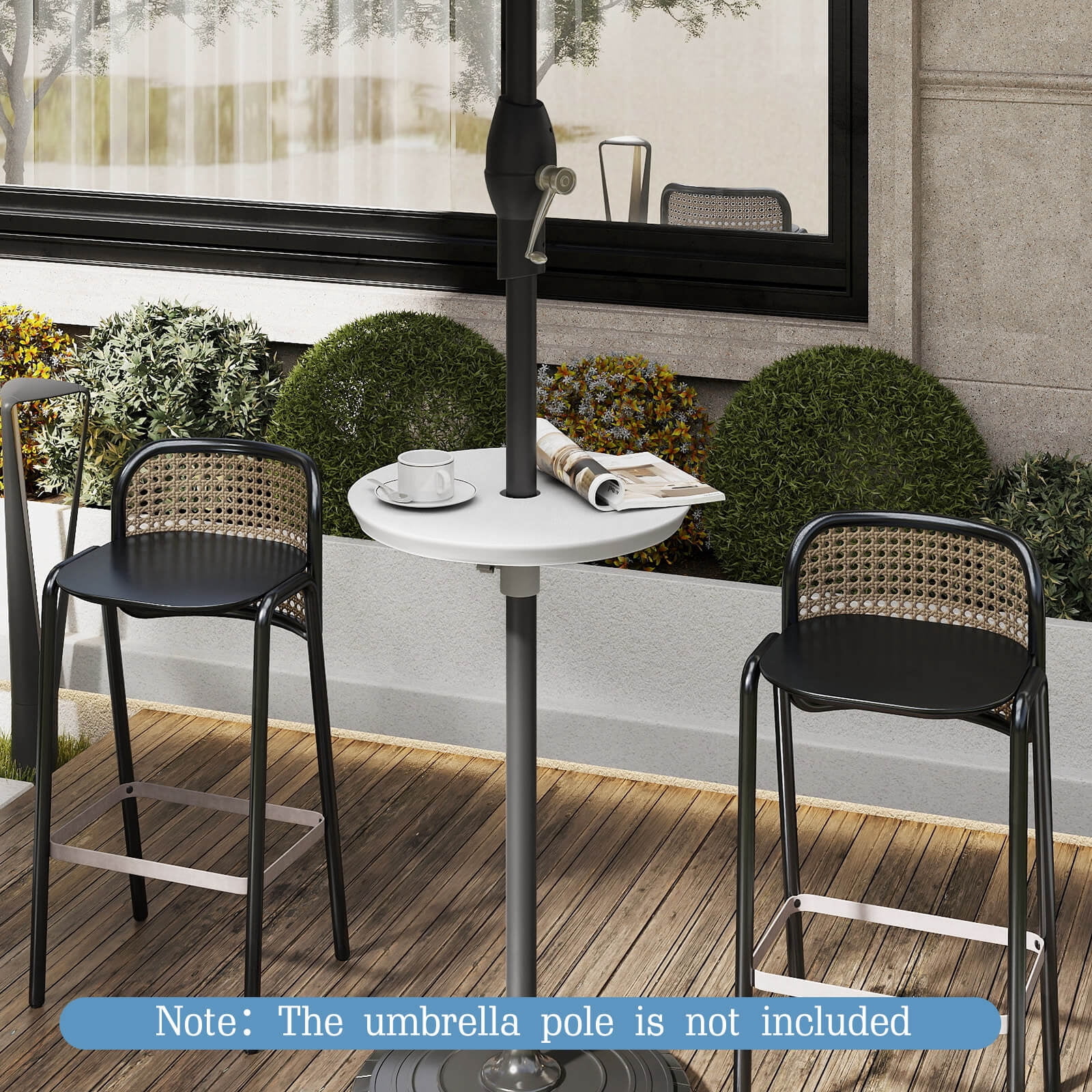 Costway 20” Outdoor Adjustable Umbrella Table for 1.5” & 1.9” Patio Umbrella Pole White