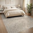 thumbnail image 3 of ODIKA 8'x10' Washable Area Rug Non-Shedding, Easy Care, Neutral Interlocking Boho Geometric Distressed Finish Ivory Beige for King Size Bedroom Under Bed, Master Suite, 3 of 7