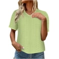 thumbnail image 1 of Women's Summer V-Neck Solid Color Blouse Leisure Hollow Out Short Sleeve T-shirt Tops, 1 of 7