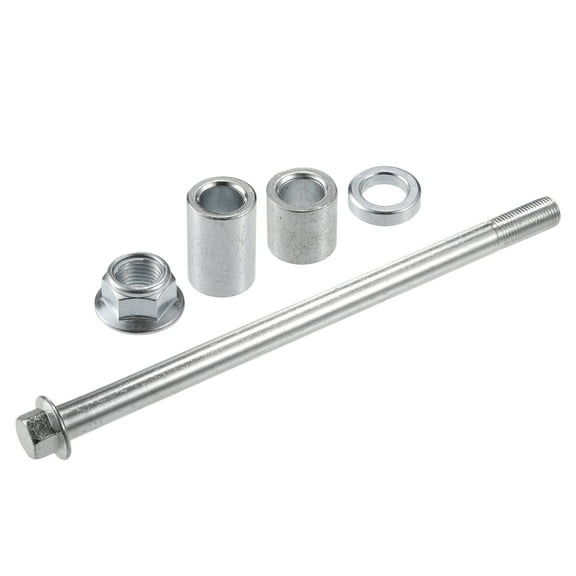 Unique Bargains 1 Set Front Rear Axle with Bushing and Screw Bolt M12 200mm Dirt Bike Scooter ATV Wheel Axle Silver Tone