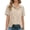 Beige, variant on T Shirts for Women 2026 Summer Linen Short Sleeve Button Down Collared Business Casual Office Work Tshirt Blouse