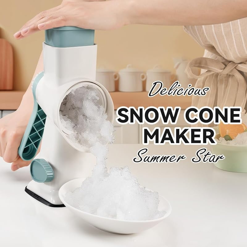 CZQ RotaryIce Shaver with Handle Manual Hand Crank Snow Cone Maker Machine Qucik Shaved Ice Maker with Suction Feet, All Ice Cubes Fitted.Premium Portable Ice Crusher and Shaved Ice Machine.