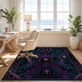thumbnail image 3 of Design&I 8'x10' Ultra Soft Area Rug, Purple Teal Mystical Motifs Celestial Accents Elegant Symmetrical Design Star Fluffy Washable Non Shedding for Bedroom Living Room Under Sectional, 3 of 3