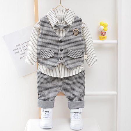 

New style children’s three piece 1000 bird check vest in spring