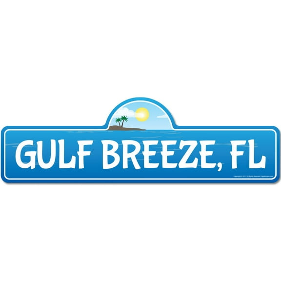 Gulf Breeze FL Florida Beach Street Sign | Indoor/Outdoor | Surfer Ocean Lover Décor For Beach House Garages Living Rooms Bedroom | Signmission Personalized Gift